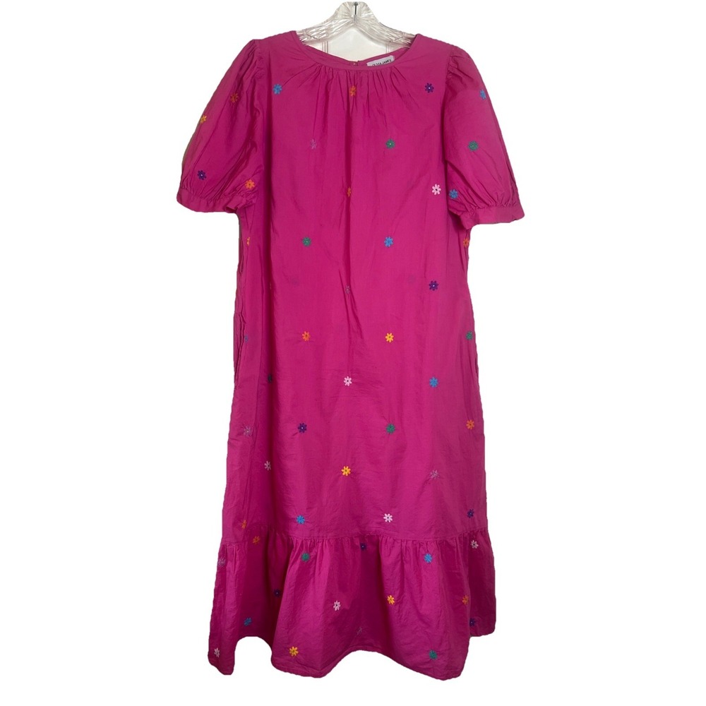 Olivia‎ James The label floral Pink embroidered tiered midi dress Size XS